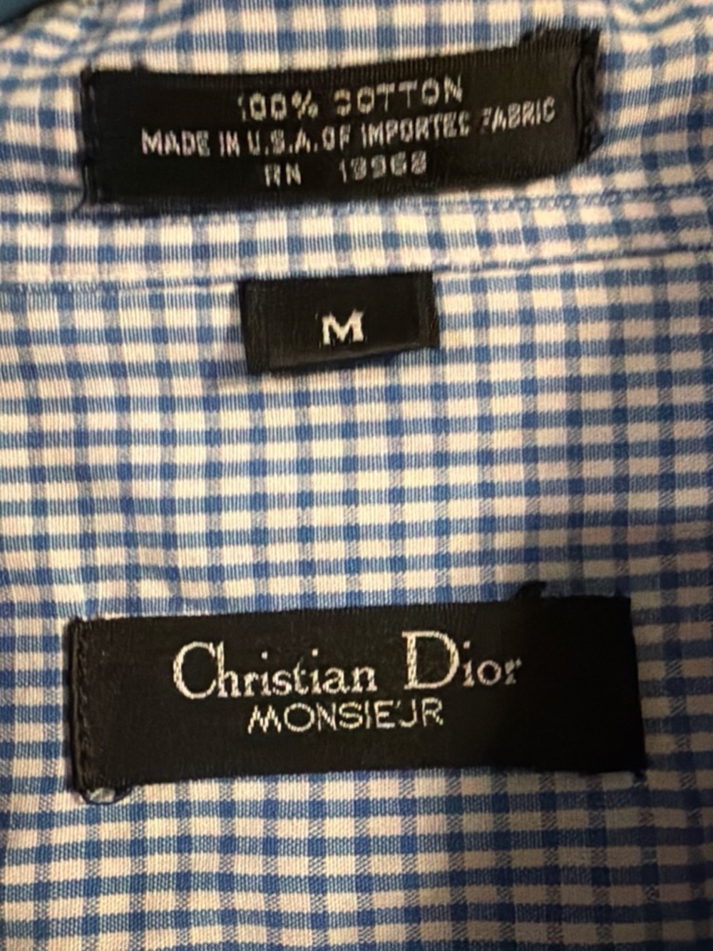 Dior Christian Button-Down Shirt in Light Blue and White Gingham